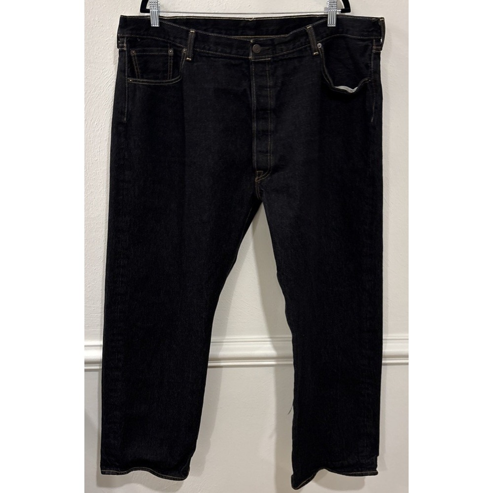 Levi's 501 Jeans Mens 46x32 Dark Wash Blue Button Fly‎ Original Fit Denim